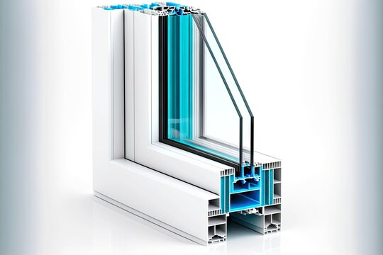 White Plastic Windows Profile With Three Blue Glass Technology For Home