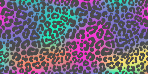 Neon leopard pattern. Rainbow-colored spotted background. Vector animal print. Wallpaper