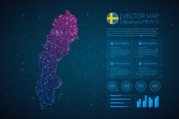 Fototapeta na wymiar Sweden map infographics template for diagram, graph, presentation and chart with abstract geometric mesh polygonal light concept on blue background. Vector Illustration EPS10.