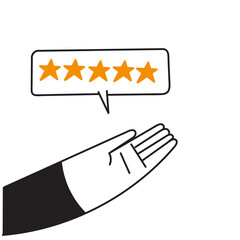 hand drawn doodle Giving Five Star Feedback review illustration vector