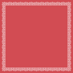 Decorative frame Elegant vector element for design in Eastern style, place for text. Floral red and white border. Lace illustration for invitations and greeting cards