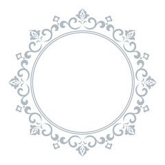 Decorative frame Elegant vector element for design in Eastern style, place for text. Floral gray and white border. Lace illustration for invitations and greeting cards