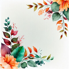 illustration of painted watercolor flower decoration on card