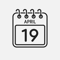 Icon page calendar day - 19 April