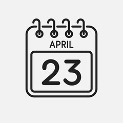 Icon page calendar day - 23 April