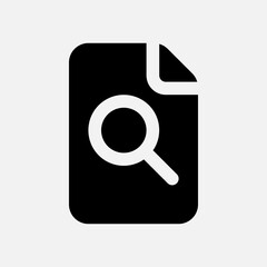 Search file icon in solid style, use for website mobile app presentation