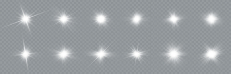 Star glow light effect. Bright particles, light shine. Stars.