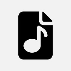 Music file icon in solid style, use for website mobile app presentation