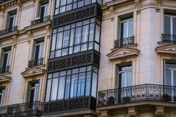 facade of an building with windows