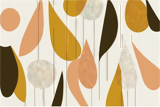 Esth&eacute;tique Motif contemporain imprimable sans couture avec des formes abstraites de traits de pinceau &eacute;l&eacute;gants et des lignes aux couleurs de la terre. Fond boho pastel dans un vecteur de style minimal
