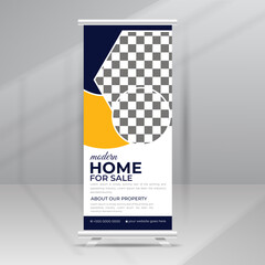 Modern Home For Sale Roll Up Banner Stand template for Real Estate Agency