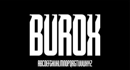 BUROX condensed modern font alphabetical vector set	
