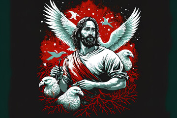 Fototapeta premium Christmas t shirt design. Christmas team. Generative AI