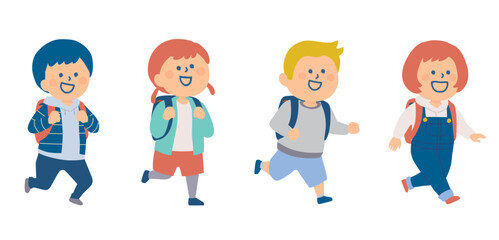 ランドセルを背負った小学生のイラスト