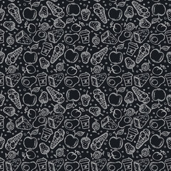 Naklejka premium seamless food pattern. vector food background