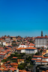 Naklejka premium Beautiful view over Porto in Portugal. Wallpaper in the city close to the river