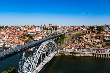 Obraz premium Beautiful view over Porto in Portugal. Wallpaper in the city close to the river