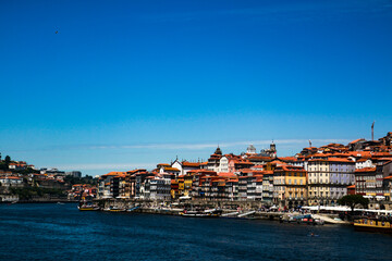 Beautiful view over Porto in Portugal. Wallpaper in the city close to the river