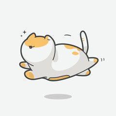 cute chibbi cat running art illustration
