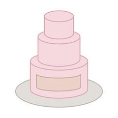 Vintage pink wedding cake label isolated on white