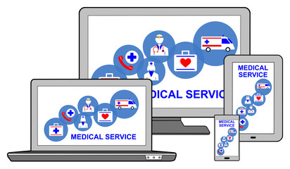 Medical service concept on different devices