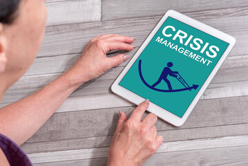 Crisis management concept on a tablet