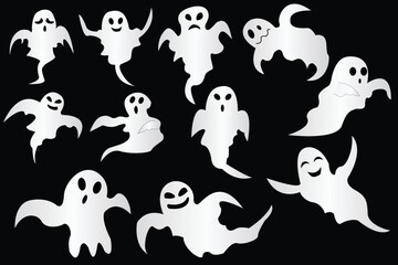 Set of ghosts clipart