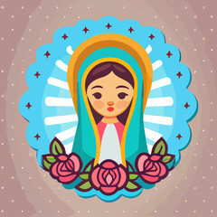 hand drawn flat design virgen de guadalupe illustration