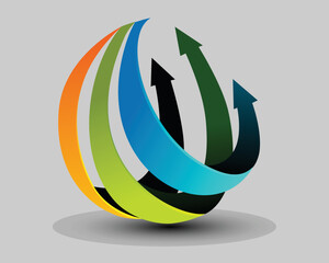 3d logo design ball circle gaming detailed x blue orange modern lines arrow growth