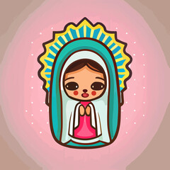 hand drawn flat design virgen de guadalupe illustration