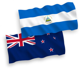 Flags of Nicaragua and New Zealand on a white background