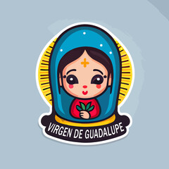 hand drawn flat design virgen de guadalupe illustration