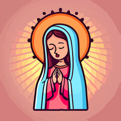 hand drawn flat design virgen de guadalupe illustration © Fernando