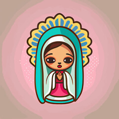 hand drawn flat design virgen de guadalupe illustration © Fernando