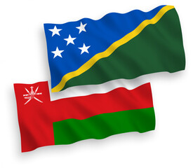 Flags of Sultanate of Oman and Solomon Islands on a white background