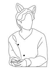 illustration of a handsome kpop idol with cute animal ears