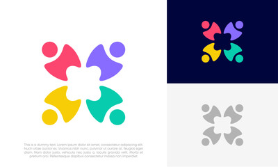 Community people dental logo, social community dental logo, human family dental logo abstract design vector	