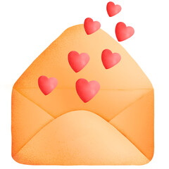 Watercolor Valentine pink letter mail 