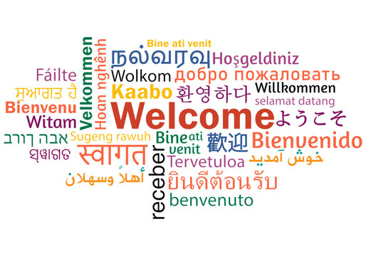 Welcome in Major World Language word cloud vector illustration