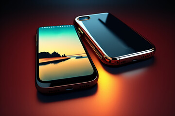 Mobile Smartphone. New shiny mobile cell phone. modern mobile phone template.