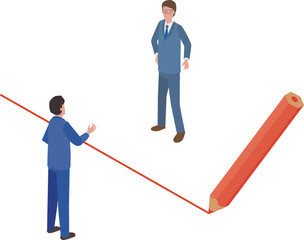 線引きされた2人のビジネスマン