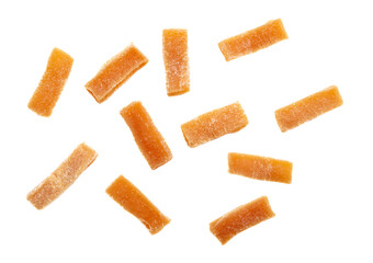 Dried papaya isolated on white background.
