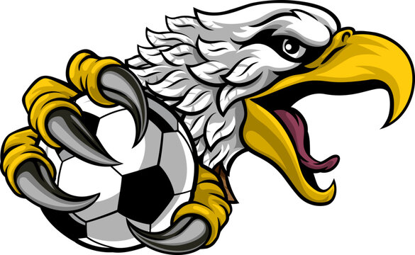 An eagle or hawk soccer football ball cartoon sports team mascot