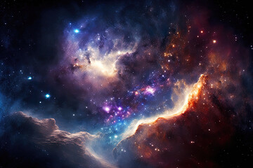 Fototapeta premium Space's Milky Way Nebula and galaxies. Generative AI