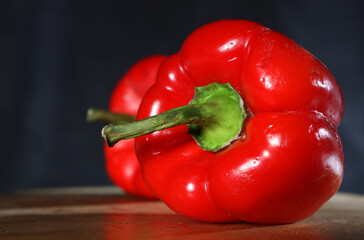 sweet red pepper on a dark background