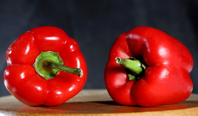 sweet red pepper on a dark background
