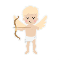 Obraz premium Vector Cartoon Cupid Carrying Arrow