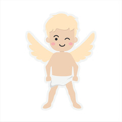 Vector Cartoon Cupid Carrying Arrow