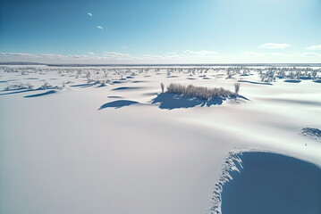 Aerial drone photo of the snowfield