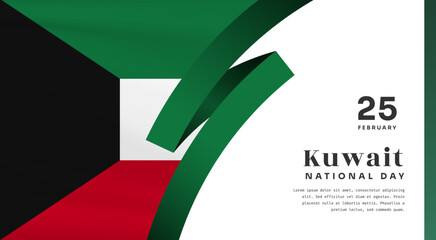Square Banner illustration of Kuwait independence day celebration with text space. Vector illustration.